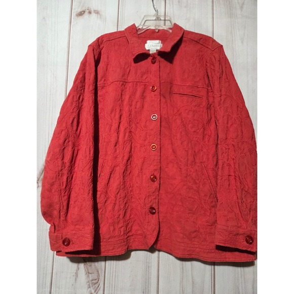 CJ Banks Jackets & Blazers - CJ Banks Red Paisley‎ Textured Button Front Jacket Stretch Womens 2X Spring